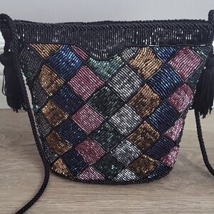 Vintage Henry Birks 90's Multicolour Beaded Evening Bag
